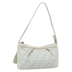 FENDI Zucca Canvas Accessory Pouch Gold Light green Auth 159291V